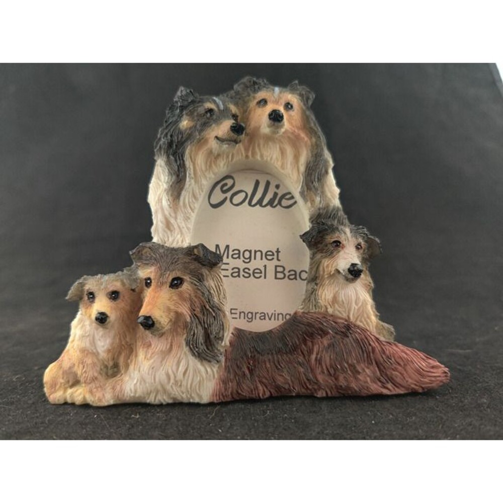 Vintage Resin Collies Magnet/Frame